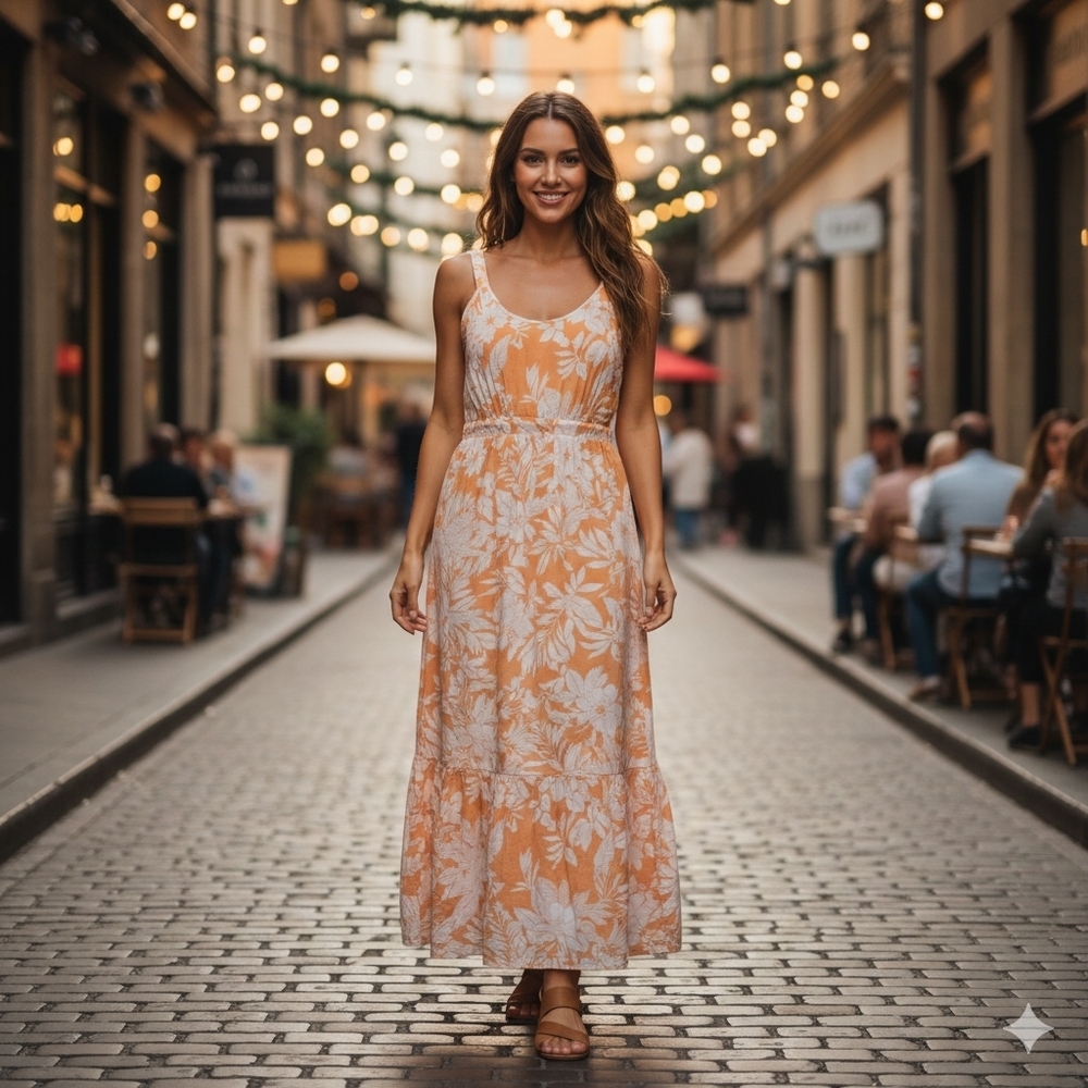 GAP Women's Resortwear Beach Orange Floral Maxi Dress Size 2